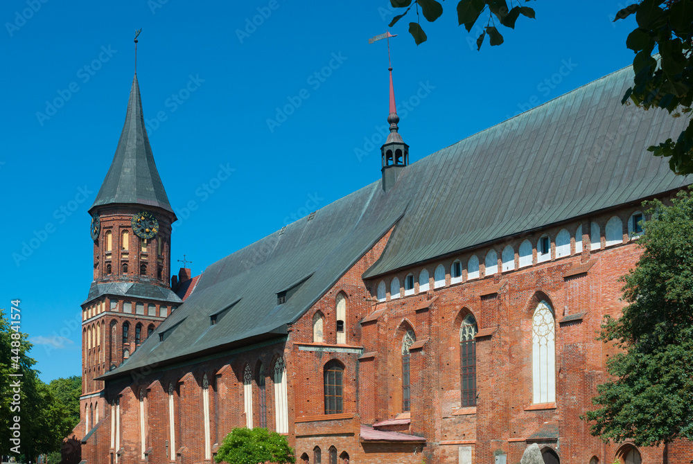 Obraz premium Cathedral of Konigsberg on the Kneiphof island against blue sky, Kaliningrad, Russia