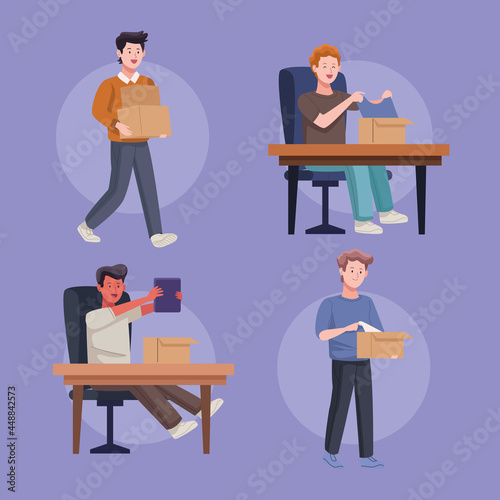 four men unboxing