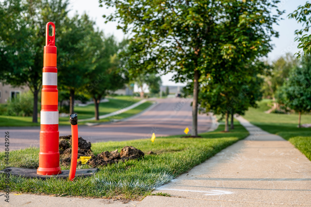Directional underground boring to install plastic conduit for high