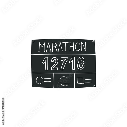 Marathon Identificator Icon Silhouette Illustration. Run Sport Vector Graphic Pictogram Symbol Clip Art. Doodle Sketch Black Sign.