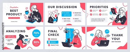 Presentation and slide layout background. Design template with business people. Use for business annual report, flyer, marketing, leaflet, advertising, brochure, modern style. Vector
