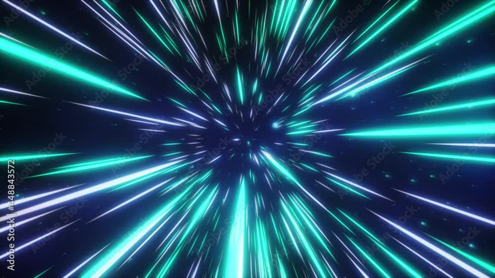 Hyperspace jump in outer space. The speed of light. Light from the stars passing by. 3d animation of a seamless loop. Hyperspace jump in outer space. The speed of light. Light from the stars passing by. 3d animation of a seamless loop.