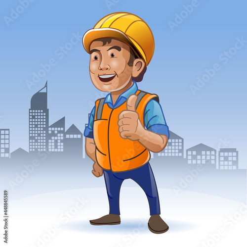vector illustration, mascot modification for the fields of construction, architecture, and civil engineering.