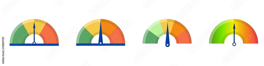 Meter icons Scale pain round chart concept set vector illustration isolated on white background Speedometer collection Progress dashboard Speedometer icon set in flat style Meter icons Scale pain round chart concept set vector illustration isolated on white background Speedometer collection Progress dashboard Speedometer icon set in flat style