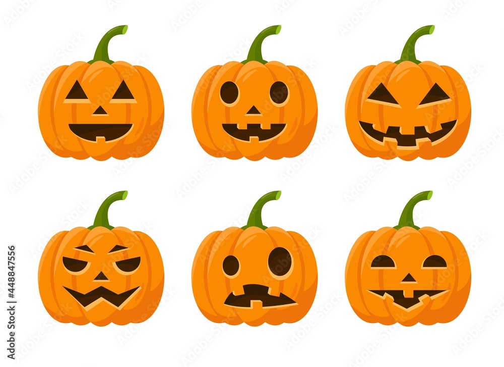 Set of bright Halloween Pumpkin for Autumn holiday.