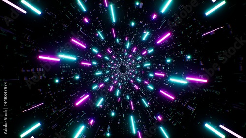 Neon Light Beam Sci fi Technology Pattern Background