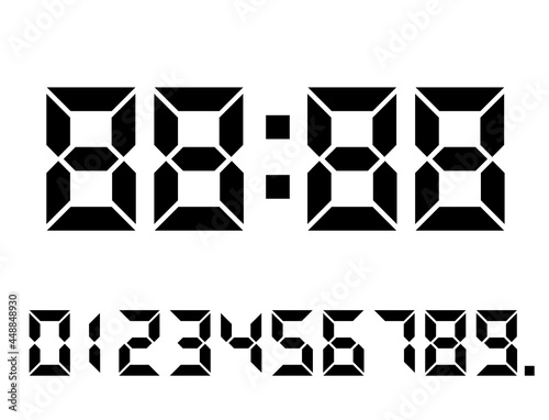 7セグメントのデジタル数字イラスト素材セット0～9時計の文字ボールドウエイト　FLディスプレイ　7 segment