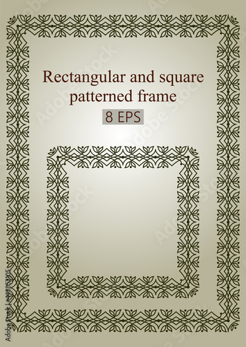 The seamless frame with diamonds is rectangular and square. vector ornament.