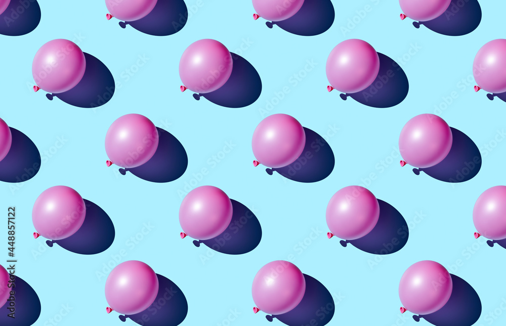 Pattern of pink balloons on pink pastel background