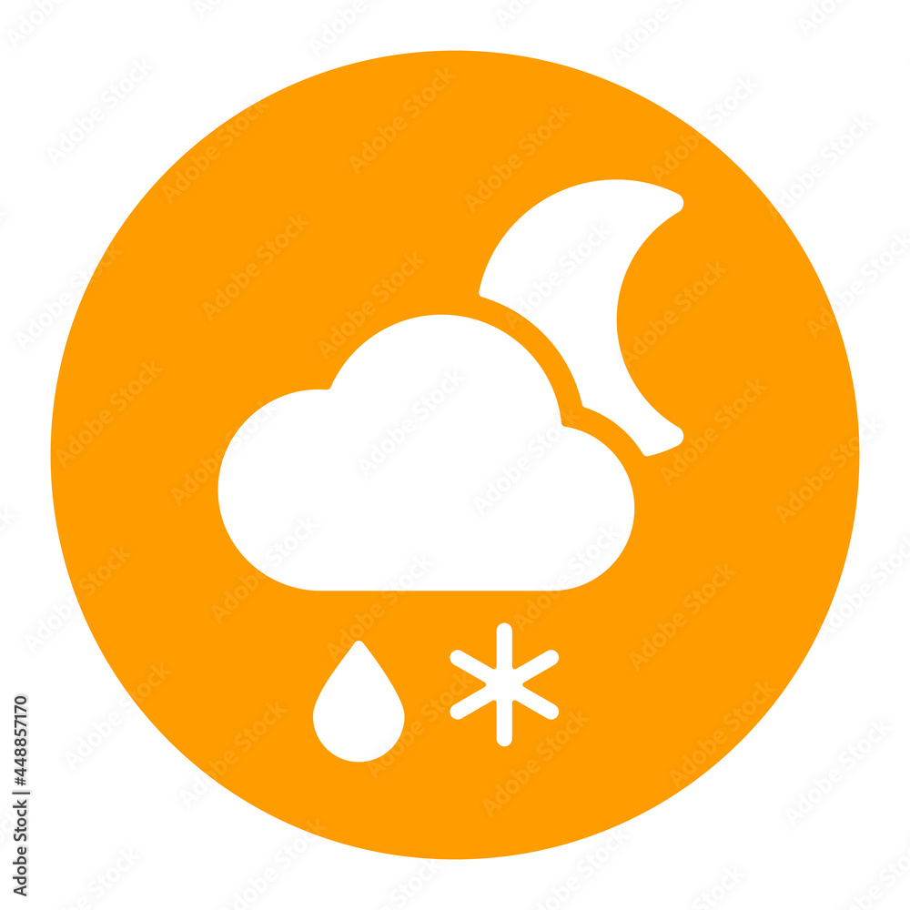 Cloud with snow and rain moon glyph icon Cloud with snow and rain moon glyph icon
