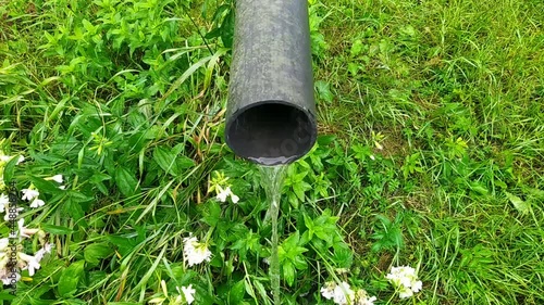 plastic drain pipe drains water outside during rainy season