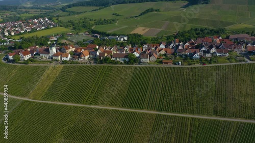 Aerial view of vineyards around the city Hohenhaslach, Sachsenheim in Germany on a sunny day in summer. photo