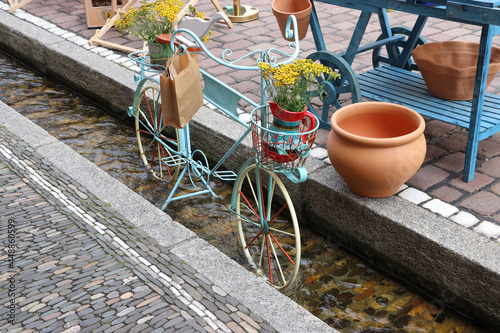 dekoration, fahrrad, einkaufen, freiburg, bächle, altstadt, stadt