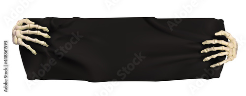 Halloween black banner. 3d vector cartoon object