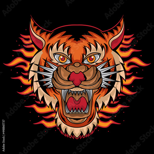 fire tiger head tattoo