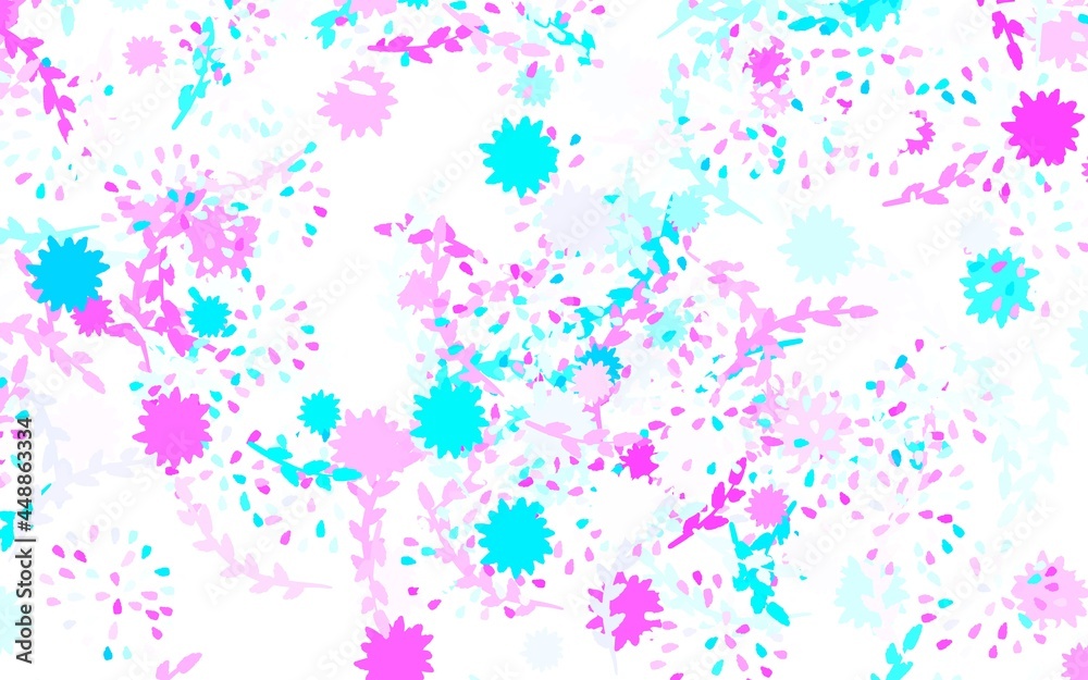 Light Pink, Blue vector doodle background with flowers