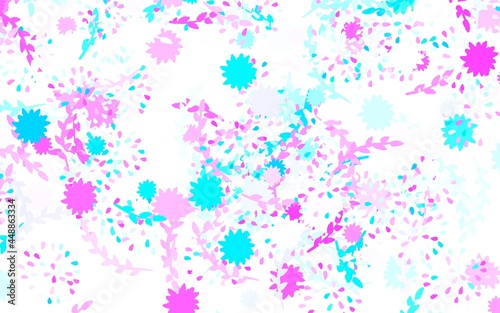 Light Pink  Blue vector doodle background with flowers