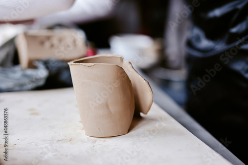 Part of handmade ceramic cup  photo