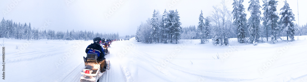 Naklejka premium Snowmobile safari