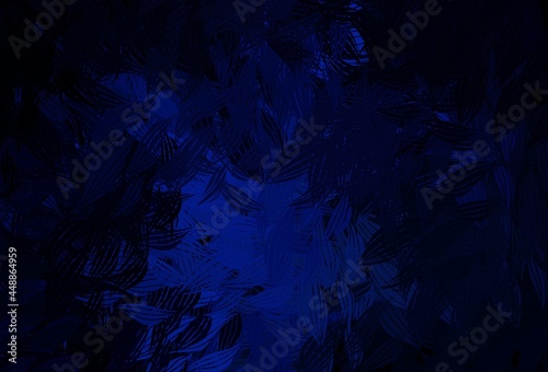 Dark BLUE vector elegant wallpaper with leaves.