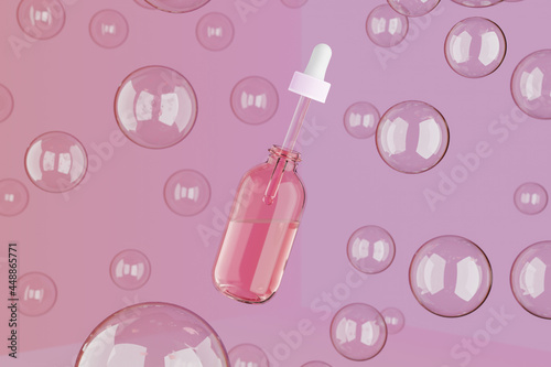 Glass dropper bottle cosmetic product still life photo