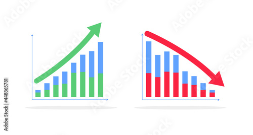 Rising and falling graph on white background in vector format