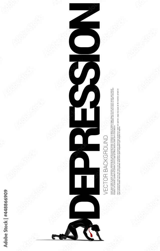 silhouette of businessman on knee with big depression on back. Concept for fail and depress people. silhouette of businessman on knee with big depression on back. Concept for fail and depress people.