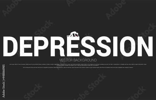 silhouette of businessman on knee on big depression. Concept for fail and depress people.