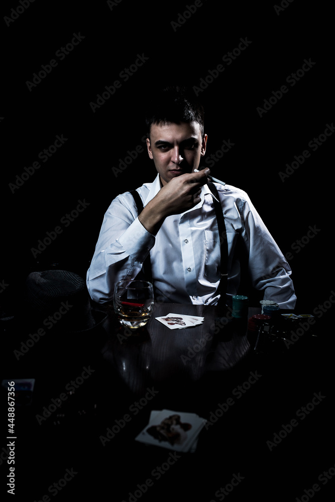 Obraz premium noir boy in white shirt