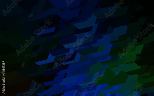 Dark Blue  Green vector pattern with colorful hexagons.