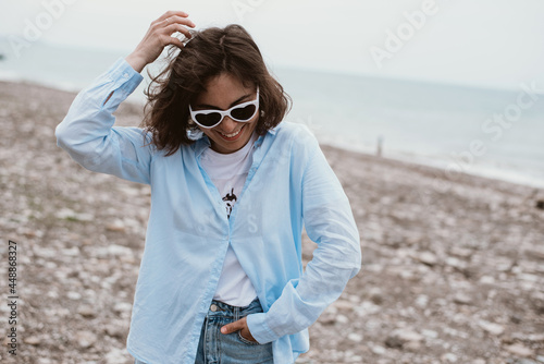 Woman spending time at the beach photo