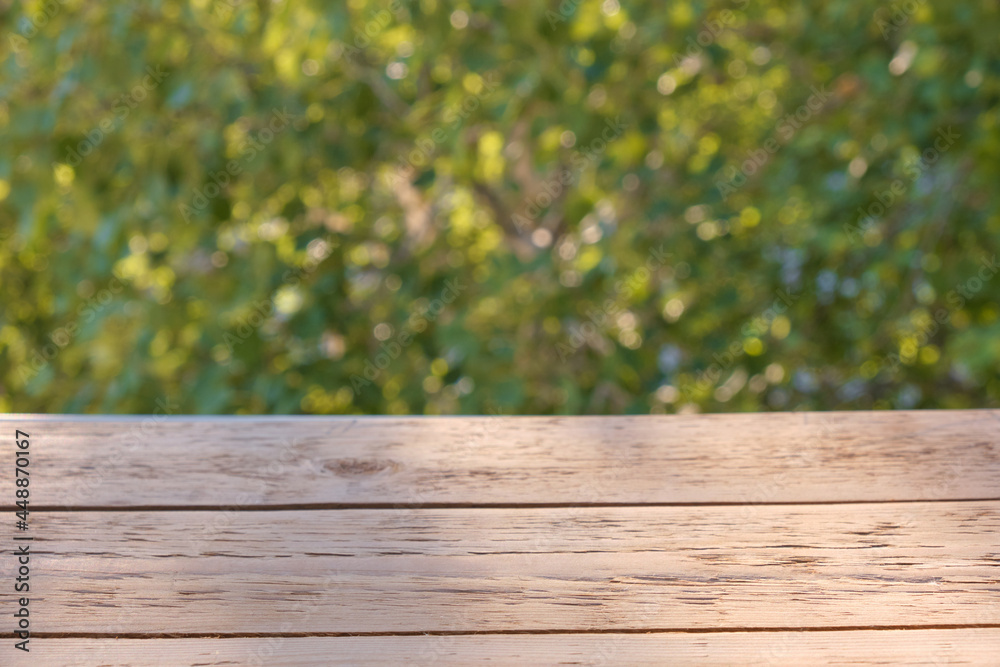 wooden plank surface on green natural background wooden plank surface on green natural background