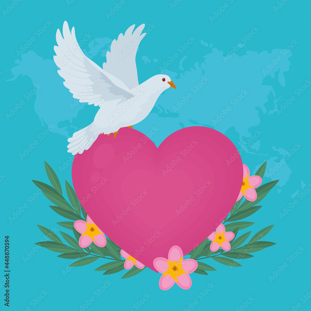 Obraz premium floral heart and dove
