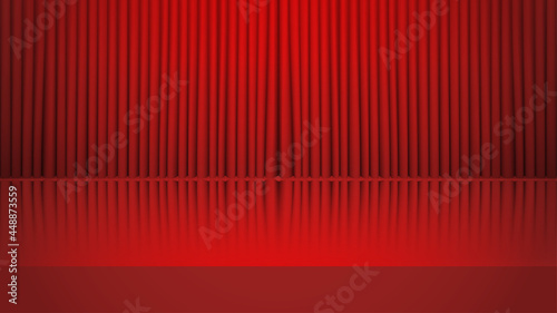 Red curtain background. Vector illustration.