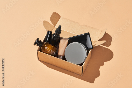 Cosmetics in beauty box photo