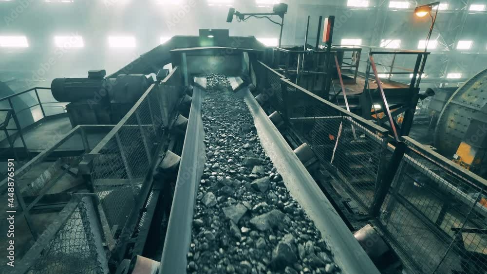 Transporting complex with crumbled minerals going through it