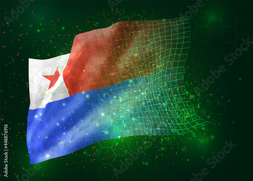 Chile  on vector 3d flag on green background with polygons and data numbers