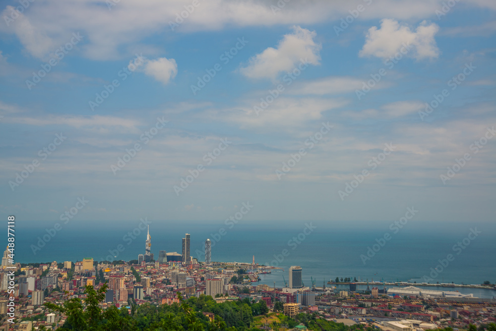 BATUMI, GEORGIA: Beautiful top view of the city of Batumi on a sunny summer day.