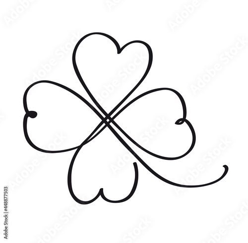 Saint patrick clover leaf, Continuous line art vector illustration