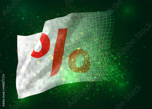 sale and discounts on vector 3d flag on green background with polygons and data numbers