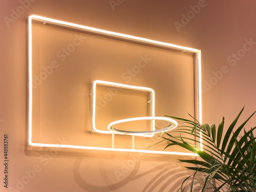 Neon lamp in shape of basketball board