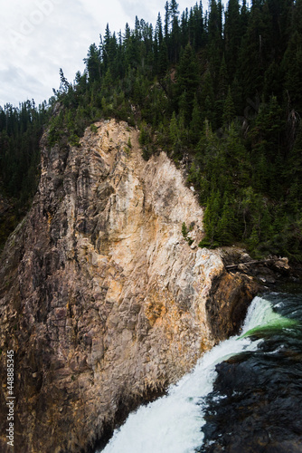 The top of a waterfall in Yellowstone National Park. 