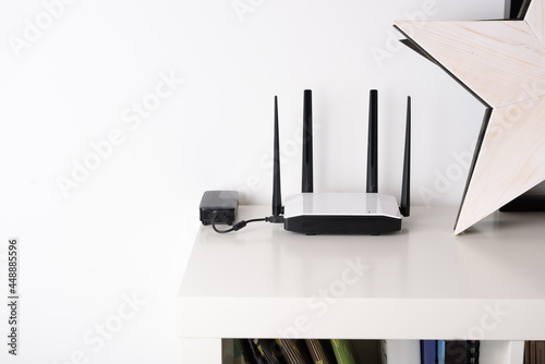 Wi-Fi router in the interior of the house photo