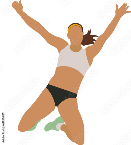 Mujer saltando., salto en largo., mujer en las olimpíadas. fondo transparente