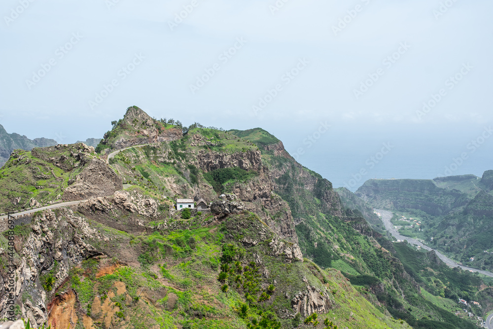 Picturesque road between mountains in nature Picturesque road between mountains in nature