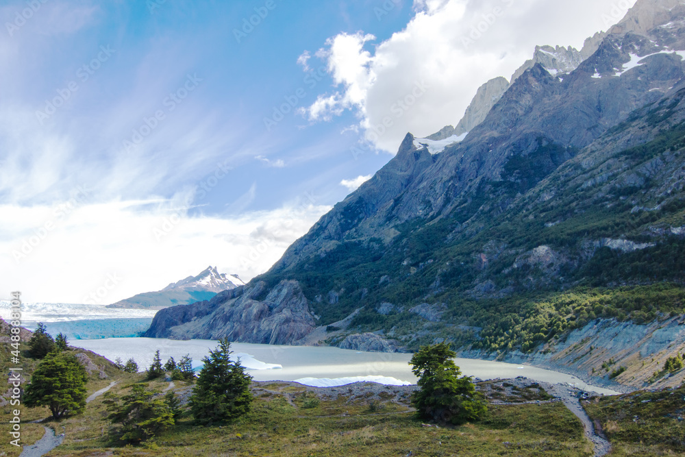 view of glacier Grey in Torres del Paine park in Chile
