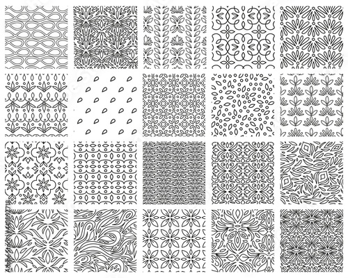 Set of elegant geometric and floral seamless patterns. old Victorian, and modern abstract motif