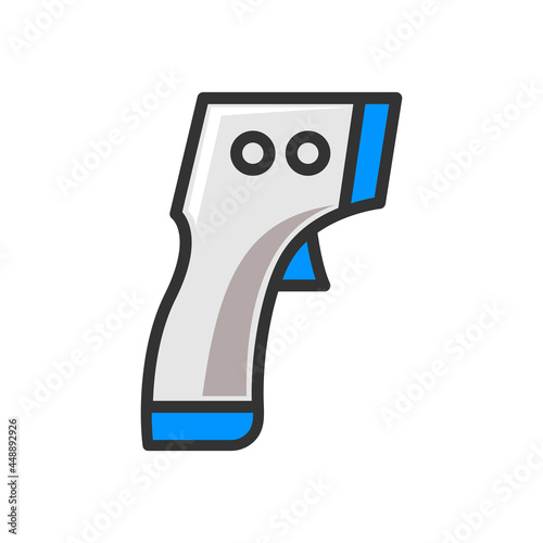Thermo gun icon vector isolated on white background from medical healthcare collection. protection from coronavirus. flat color style.