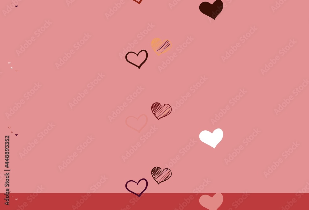 Light Red, Yellow vector backdrop with sweet hearts.