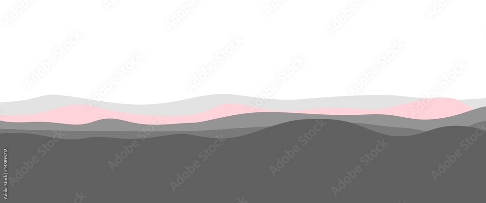 Mountain landscape vector illustration with human eye viewpoint or horizontal viewpoint. Mountain layers vector illustration. Used for background, desktop background, backdrop, banner.